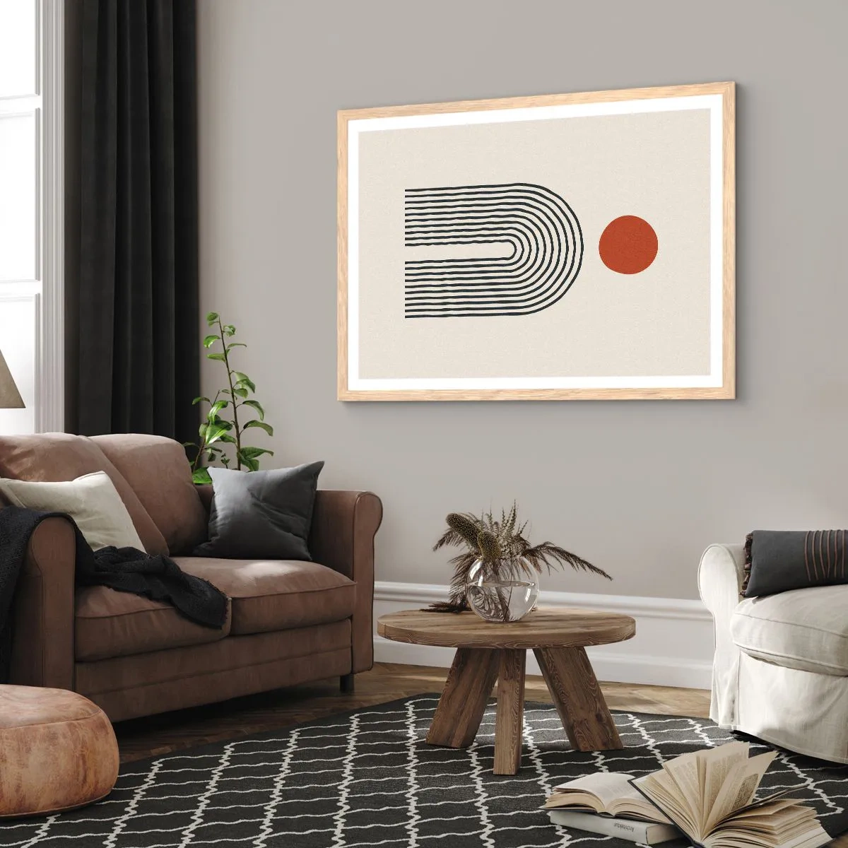 Plagát v ráme zo svetlého duba - Magnetizmus tvarov a farieb - 100x70 cm