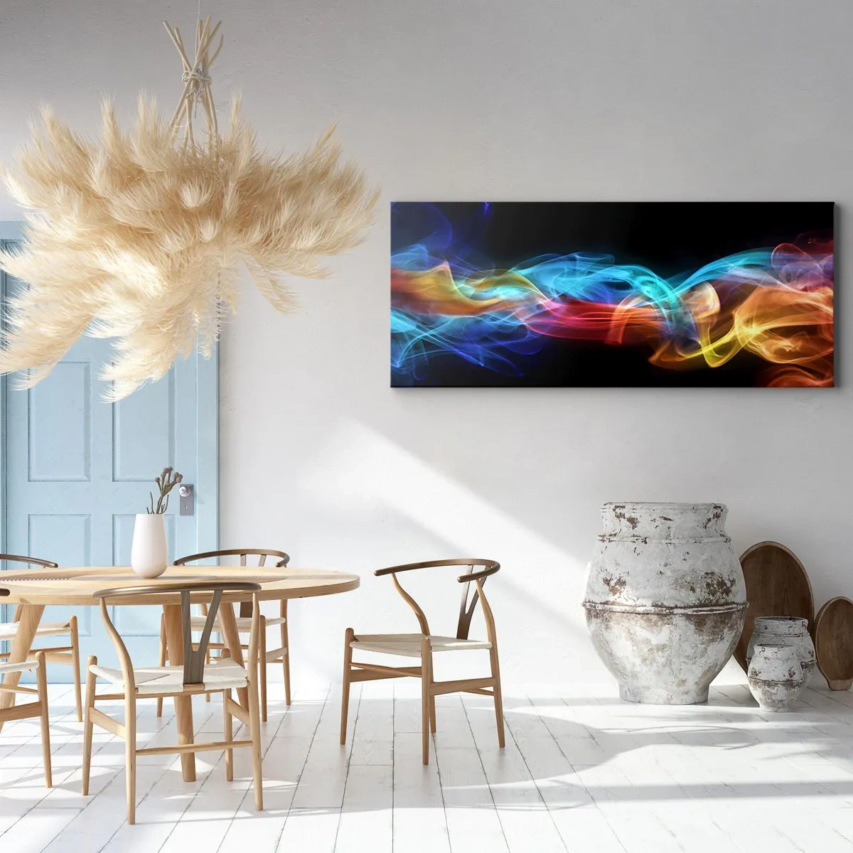 Obraz na plátne - Dúhový tanec hmly - 160x50 cm