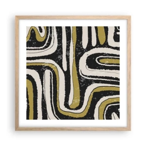 Plagát v ráme zo svetlého duba - Kompozícia: trakty a uličky - 50x50 cm