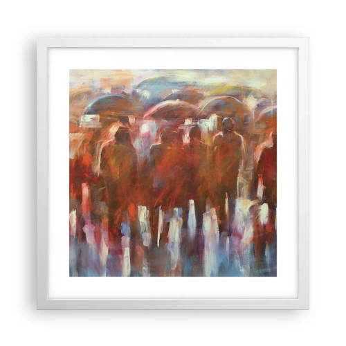Plagát v bielom ráme - Rovnocenní v daždi a hmle - 40x40 cm