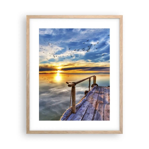 Plagát v ráme zo svetlého duba - Vietor ide odpočívať - 40x50 cm