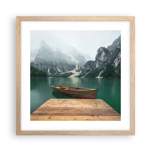 Plagát v ráme zo svetlého duba - „Hrdé skaly vpredu“ - 40x40 cm