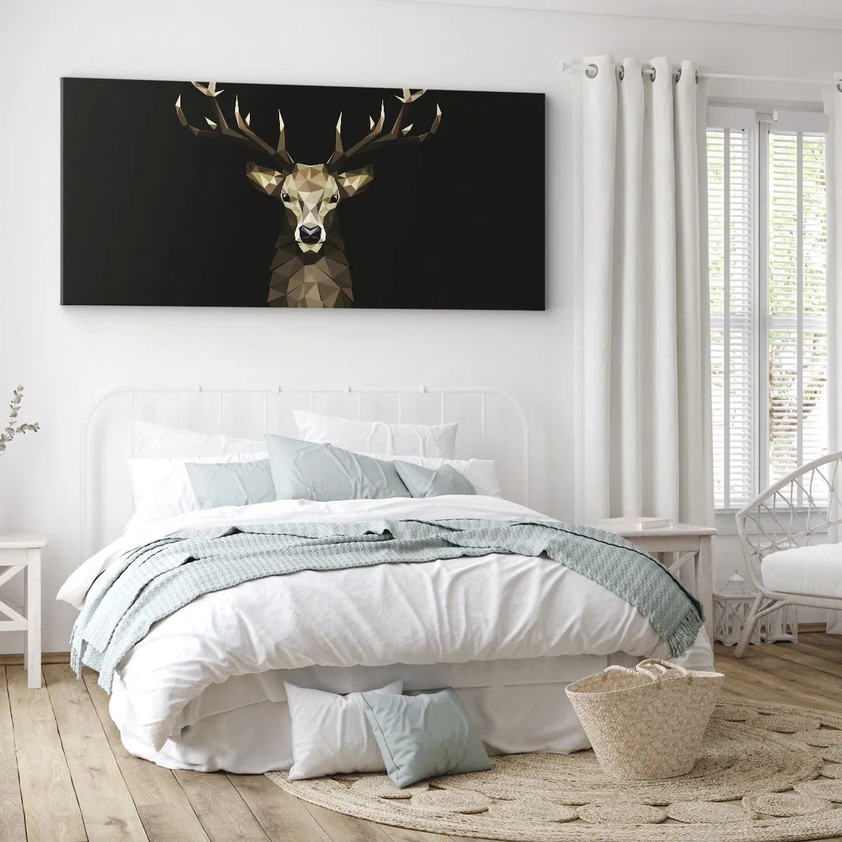Obraz na plátne - Kubistický jeleň - 140x50 cm
