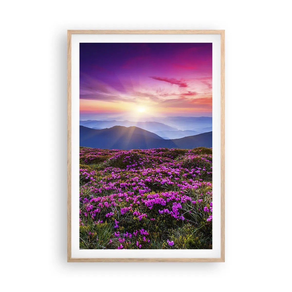 Plagát v ráme zo svetlého duba - Zavoňali svieže púčiky byliniek z obilných polí - 61x91 cm