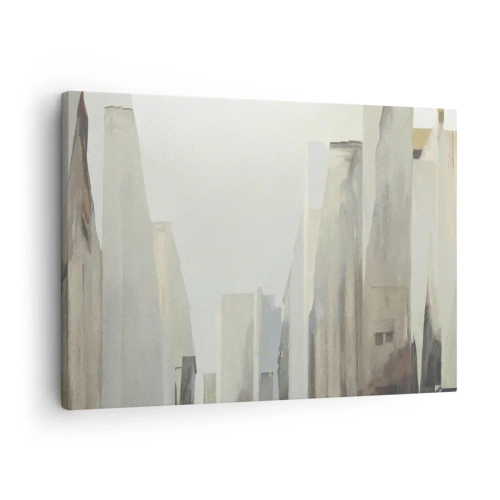 Obraz na plátne - Abstraktná panoráma mesta v pastelových odtieňoch - 70x50cm - Sen o meste - Moderná nástenná dekorácia do obývacej izby a spálne ARTTOR