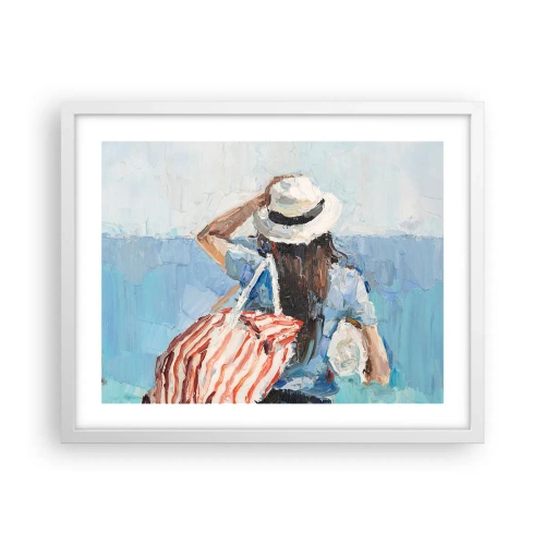 Plagát v bielom ráme - Vitaj na dovolenke - 50x40 cm