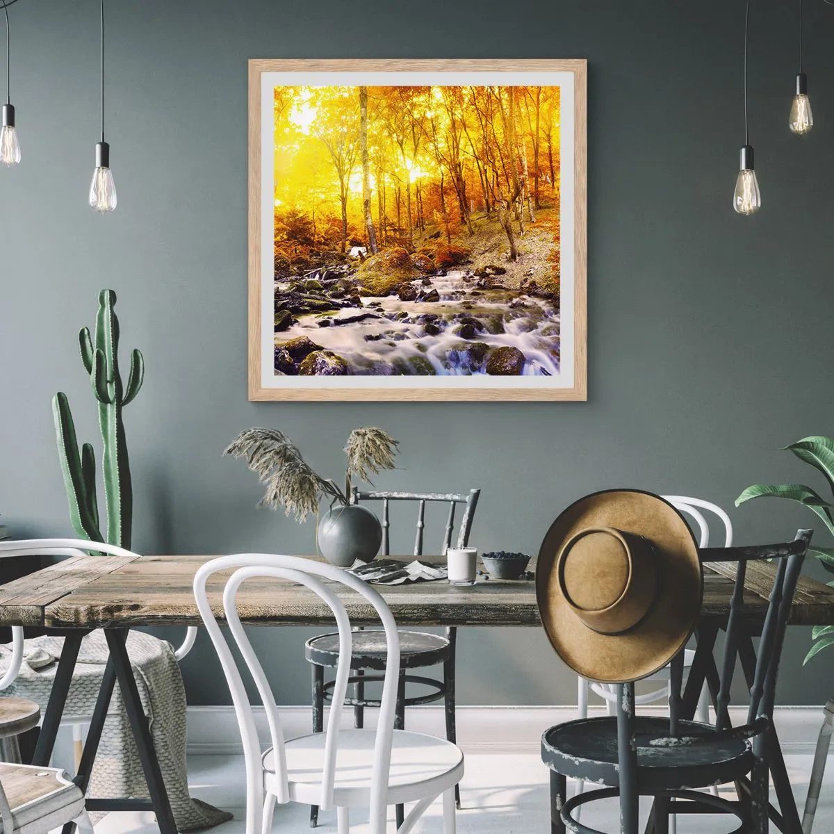 Plagát v ráme zo svetlého duba - Kamene zasadené do zlata a platiny - 50x50 cm