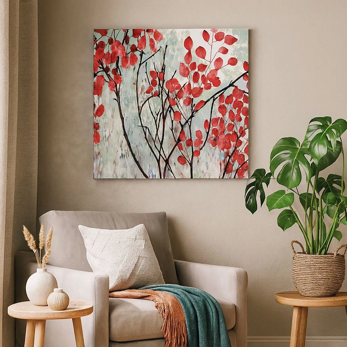 Obraz na plátne - Strom v šarlátovej - 30x30 cm