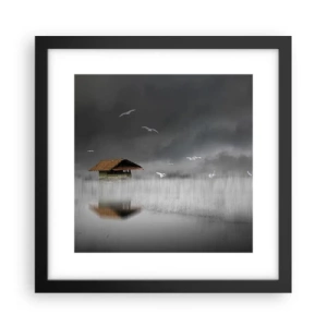Plagát v čiernom ráme - Úkryt pred dažďom - 30x30 cm