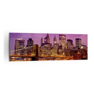 Obraz na plátne - Fialovo-zlatý Manhattan - 160x50 cm