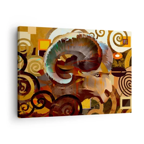 Obraz na plátne - Symbolický baran v abstraktnej kompozícii - 70x50cm - Mágia - náboženstvo - rituály - Moderná nástenná dekorácia do obývacej izby a spálne ARTTOR
