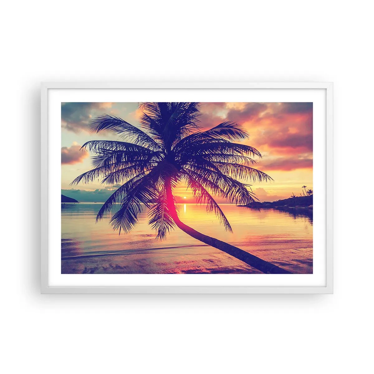 Plagát v bielom ráme - Večer pod palmami - 70x50 cm