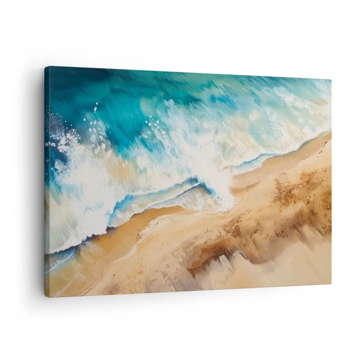 Obraz na plátne - Morská vlna narážajúca na piesočnatý breh - 70x50cm - Vlna, ktorá sa vracia - Moderná nástenná dekorácia do obývacej izby a spálne ARTTOR
