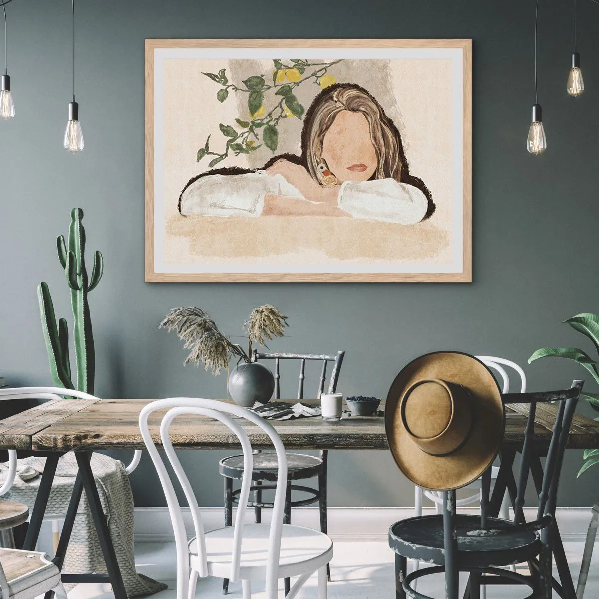 Plagát v ráme zo svetlého duba - Kráska z juhu - 100x70 cm