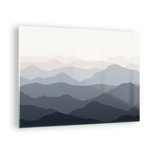 Obraz na skle - Jemné vrstvy hôr v pastelových odtieňoch - 70x50cm - Vlny hôr - Moderná nástenná dekorácia do obývacej izby a spálne ARTTOR