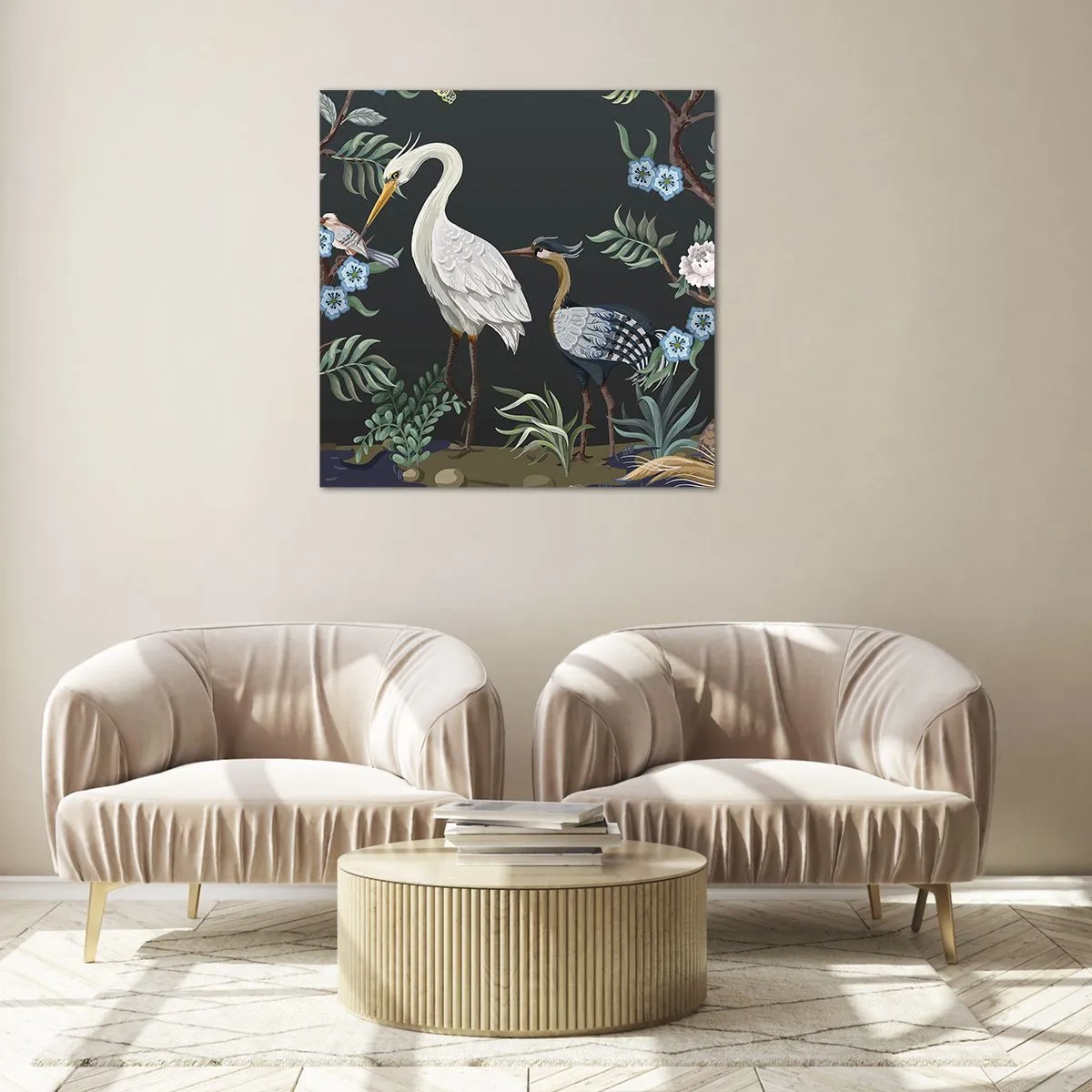 Obraz na skle - Vtáčí sprievod - 70x70 cm