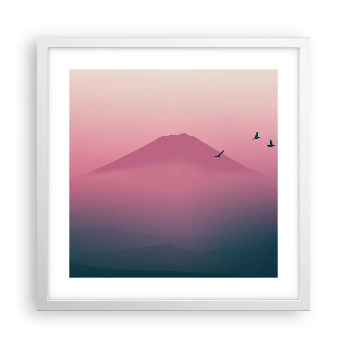 Plagát v bielom ráme - Pútnici nad oblakmi - 40x40 cm