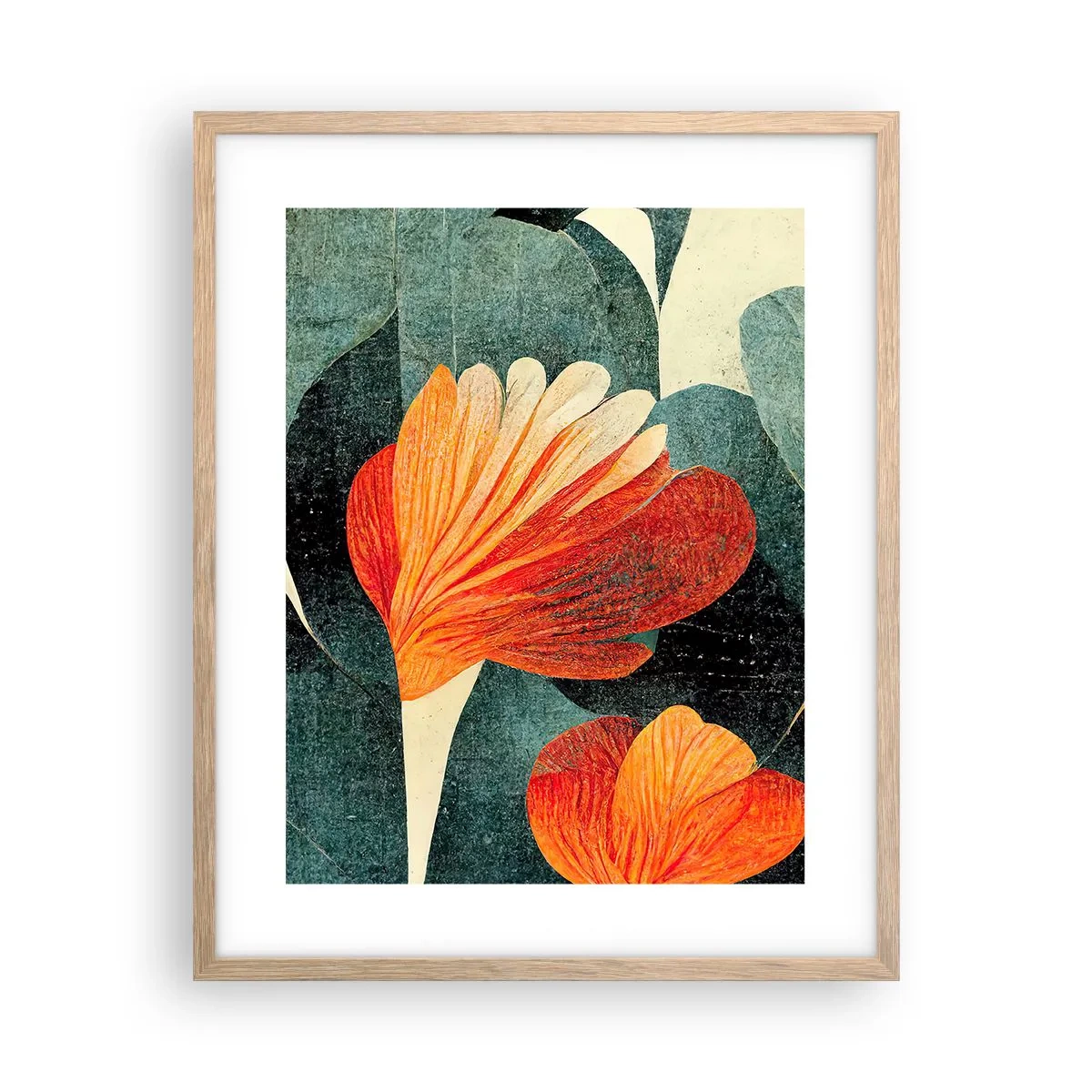 Plagát v ráme zo svetlého duba - Tropické horúco a chlad zelene - 40x50 cm