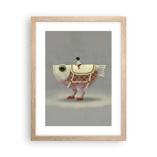 Plagát v ráme zo svetlého duba - Rybí jazdec - 30x40 cm