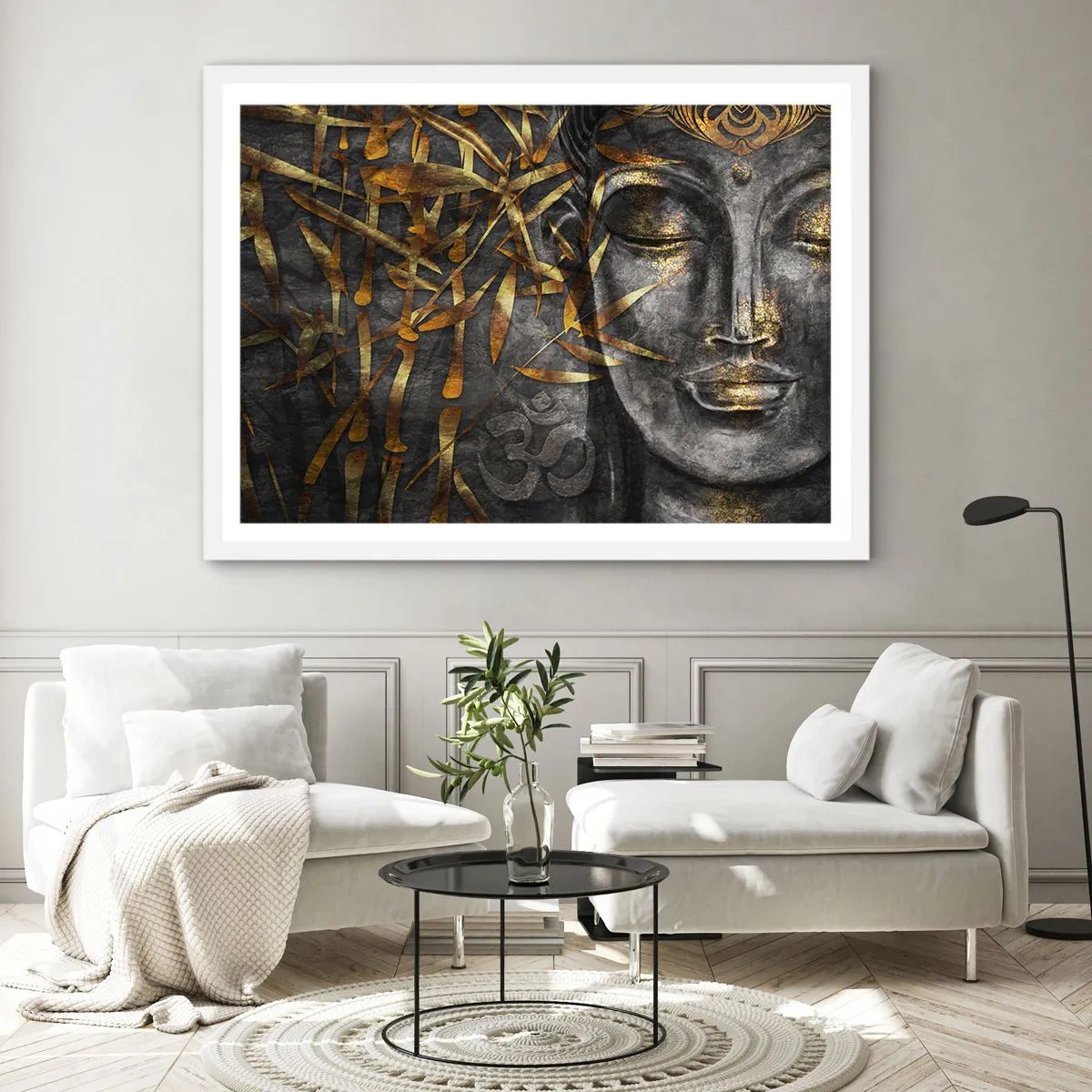 Plagát v bielom ráme - Pocíťte pokoj - 100x70 cm