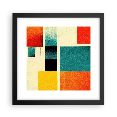 Plagát v čiernom ráme - Geometrická abstrakcia – dobrá energia - 30x30 cm