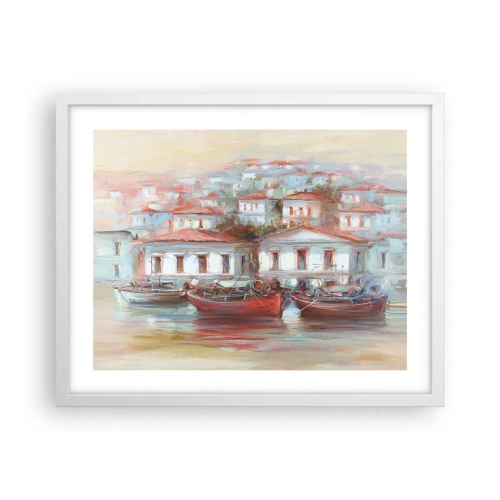 Plagát v bielom ráme - Šťastné mestečko - 50x40 cm