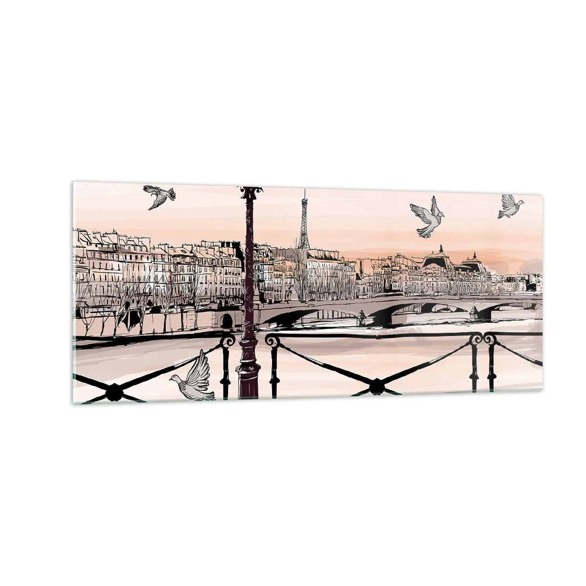Obraz na skle - Nad strechami Paríža - 100x40 cm