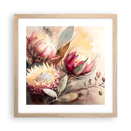 Plagát v ráme zo svetlého duba - Z profilu a en face - 40x40 cm