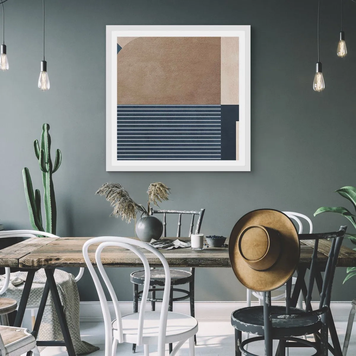 Plagát v bielom ráme - Kompozícia jednoduchosti a guľatosti - 60x60 cm