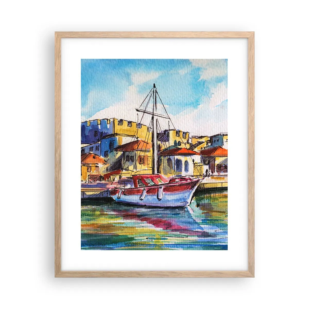 Plagát v ráme zo svetlého duba - Dúhové popoludnie - 40x50 cm