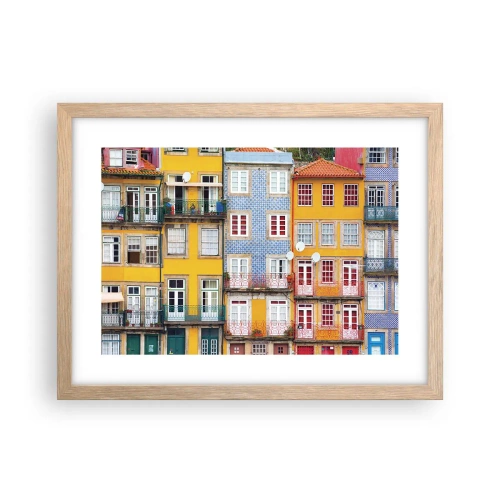 Plagát v ráme zo svetlého duba - Farby starého mesta - 40x30 cm