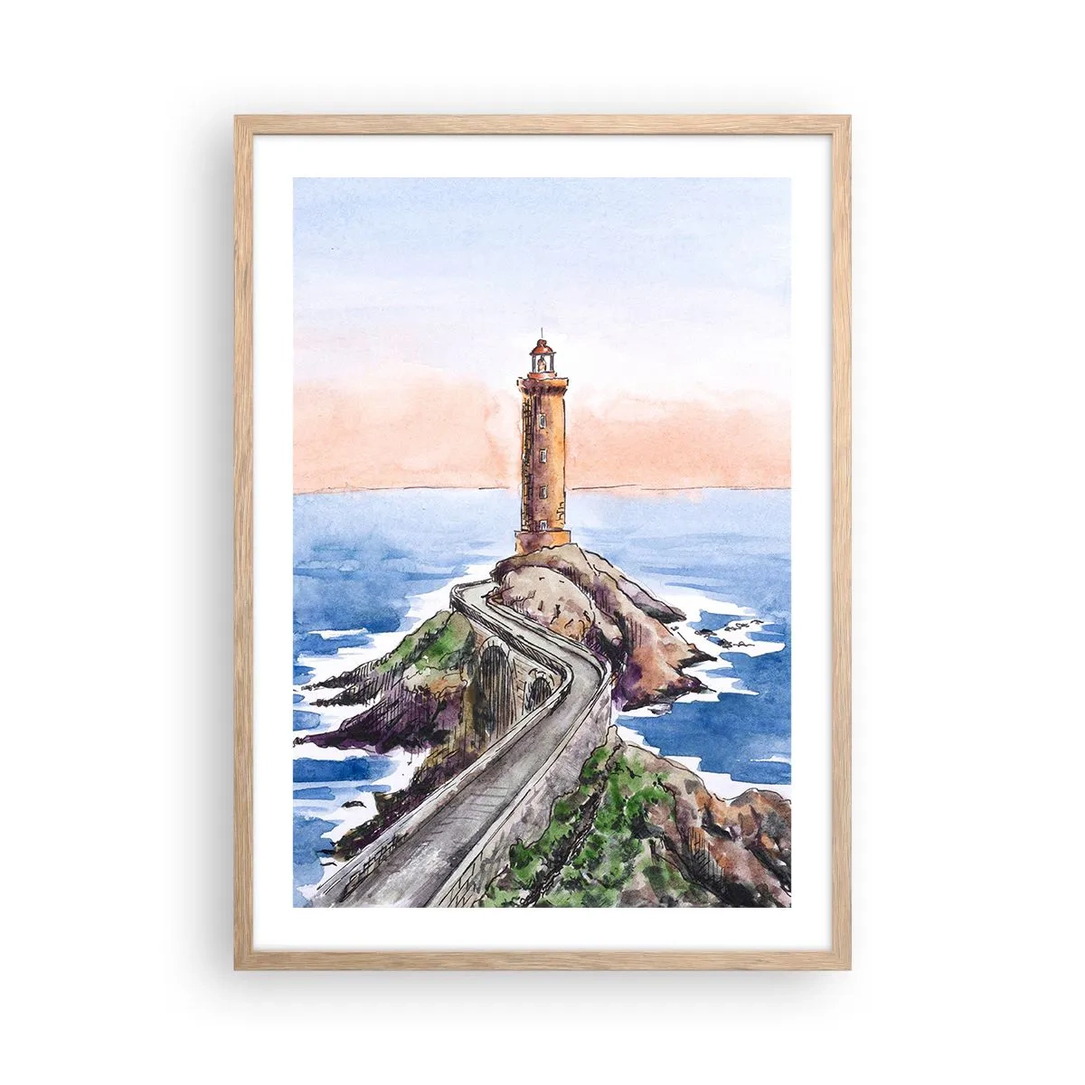 Plagát v ráme zo svetlého duba - Tvárou v tvár moru - 50x70 cm