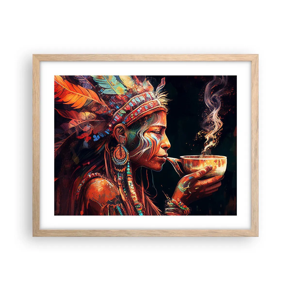 Plagát v ráme zo svetlého duba - Magický rituál - 50x40 cm