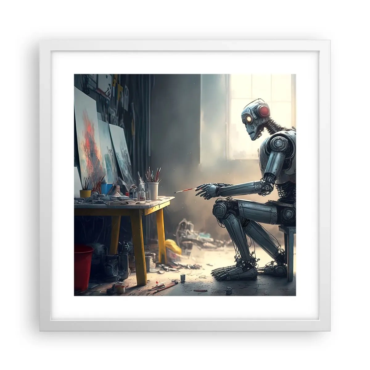 Plagát v bielom ráme - Akt stvorenia - 40x40 cm