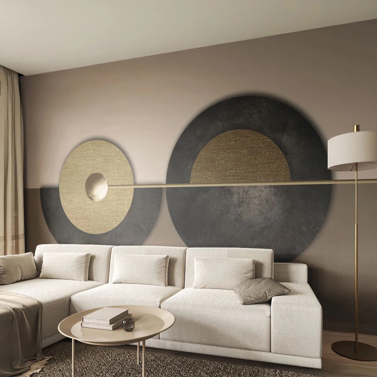 Fototapeta Premium Sand - Variácie okolo kruhu - Kolesá, Abstrakcia, Art Deco - 250x175 cm