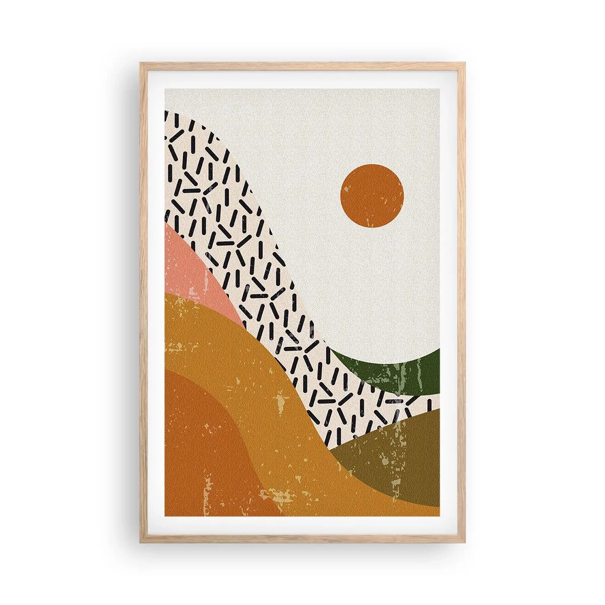 Plagát v ráme zo svetlého duba - Slnečná abstrakcia - 61x91 cm