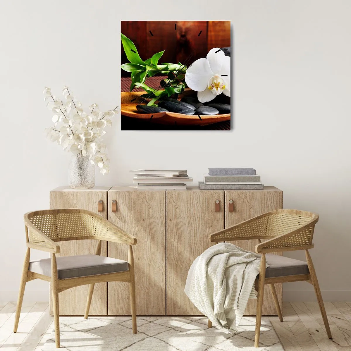 Nástenné hodiny - Oddajte sa dotyku prírody - 40x40 cm