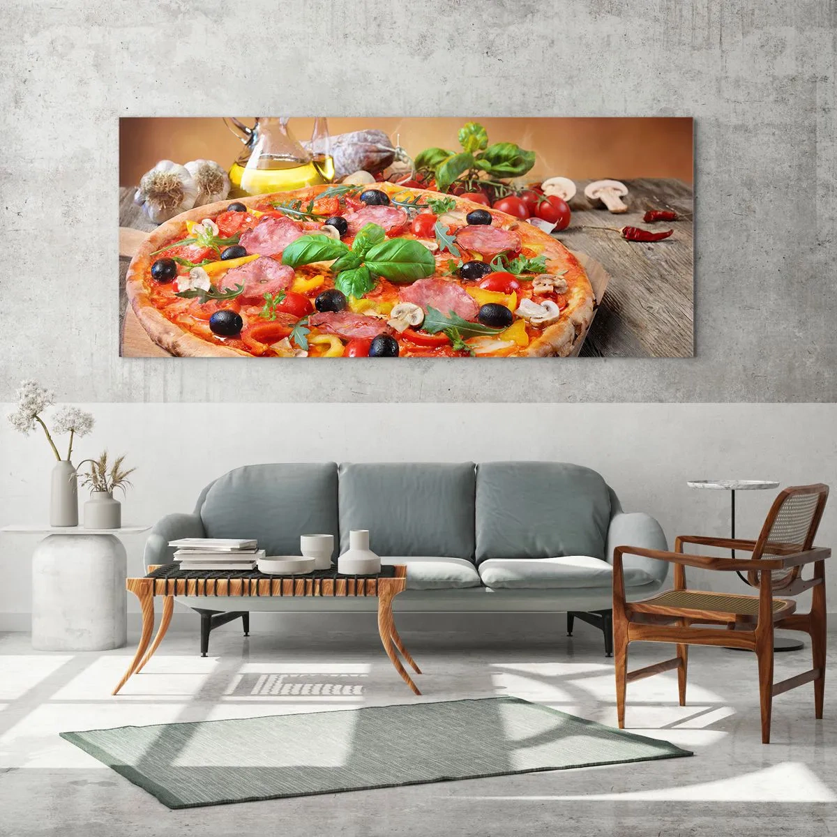 Obraz na skle - So skutočne talianskou chuťou - 100x40 cm