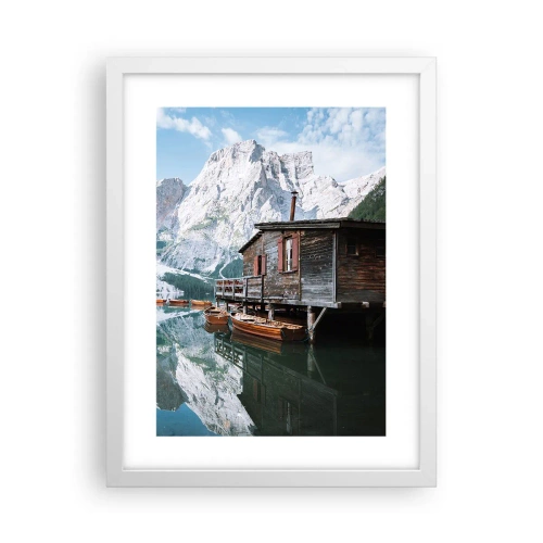 Plagát v bielom ráme - Kryštalické, horské ráno - 30x40 cm