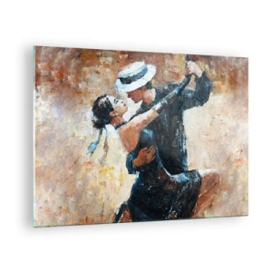 Obraz na skle - Pár tancuje v elegantnom štýle s klasickým nádychom - 70x50cm - A la Rudolf Valentino - Moderná nástenná dekorácia do obývacej izby a spálne ARTTOR