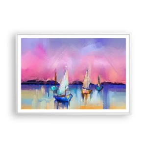 Plagát v bielom ráme - Smer: široká voda - 100x70 cm