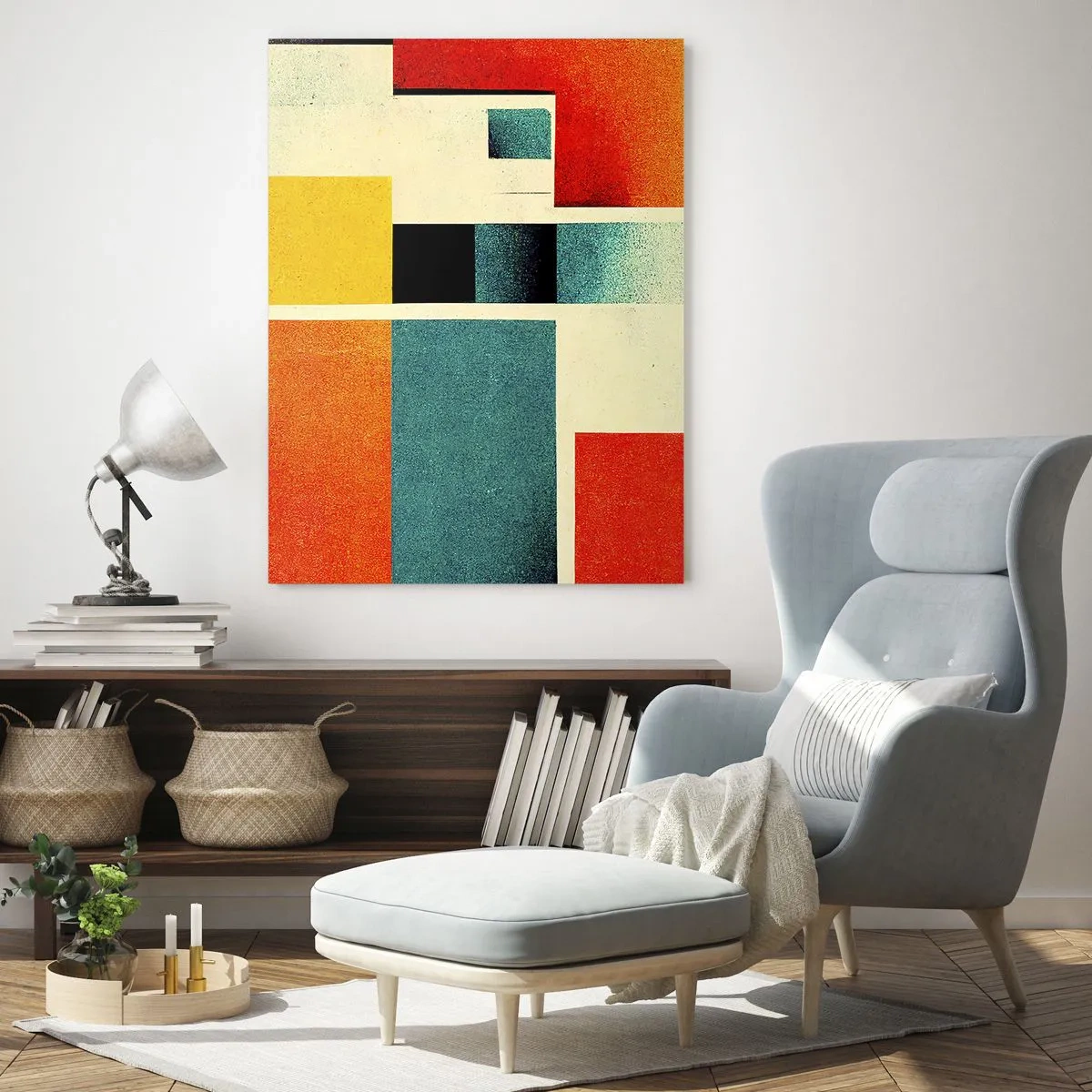 Obraz na skle - Geometrická abstrakcia – dobrá energia - 50x70 cm