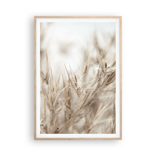Plagát v ráme zo svetlého duba - Lúka a vietor - 70x100 cm