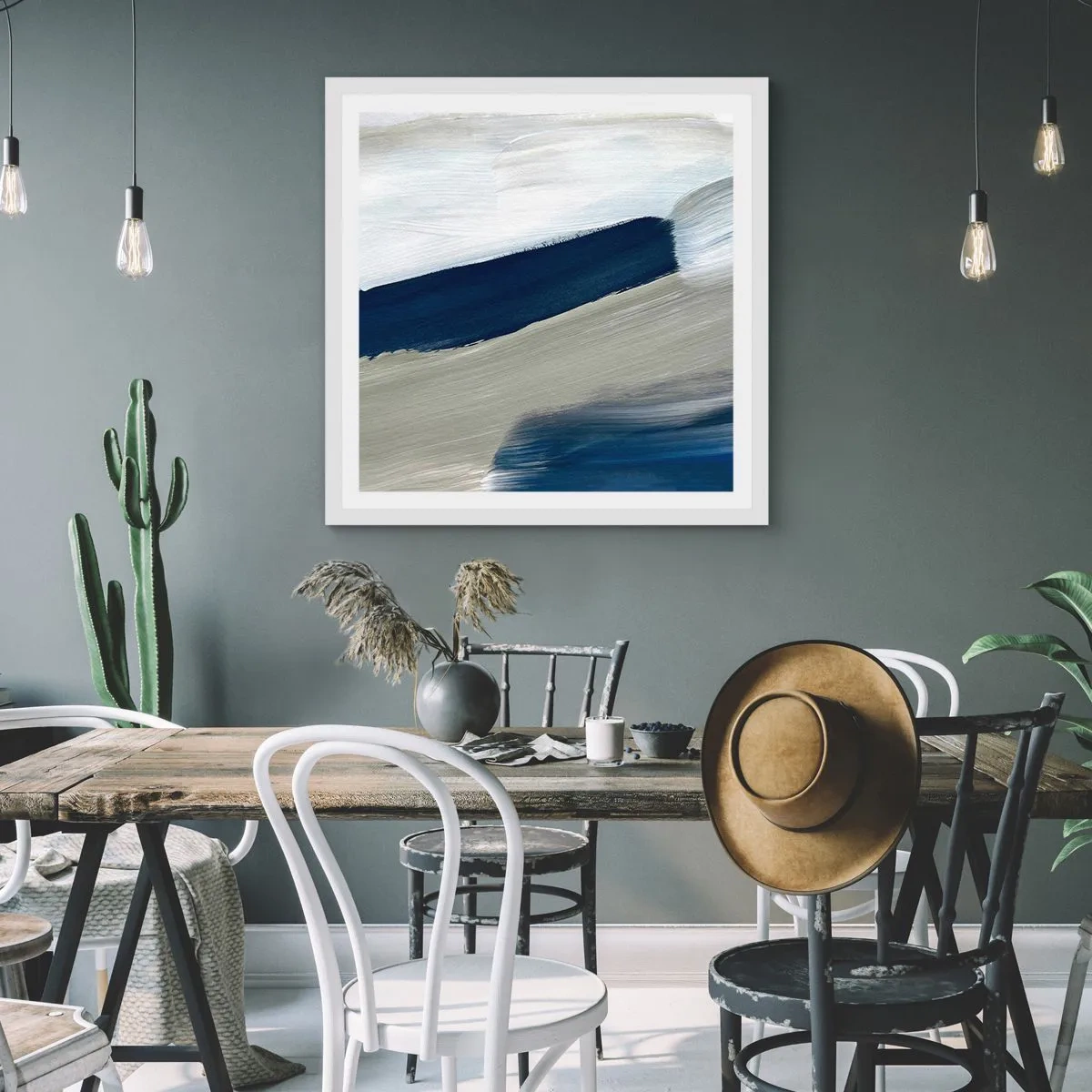 Plagát v bielom ráme - Stretnutie s bielou - 40x40 cm