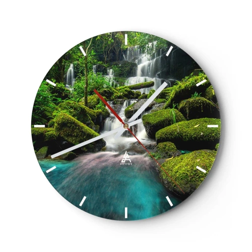 Nástenné hodiny - Tyrkys, zafíry a tekuté striebro - 40x40 cm