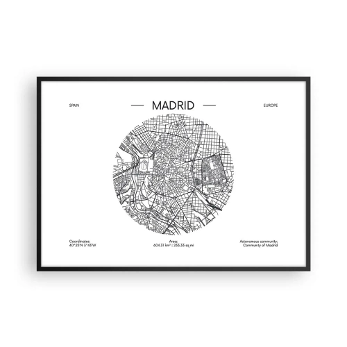 Plagát v čiernom ráme - Anatómia Madridu - 100x70 cm