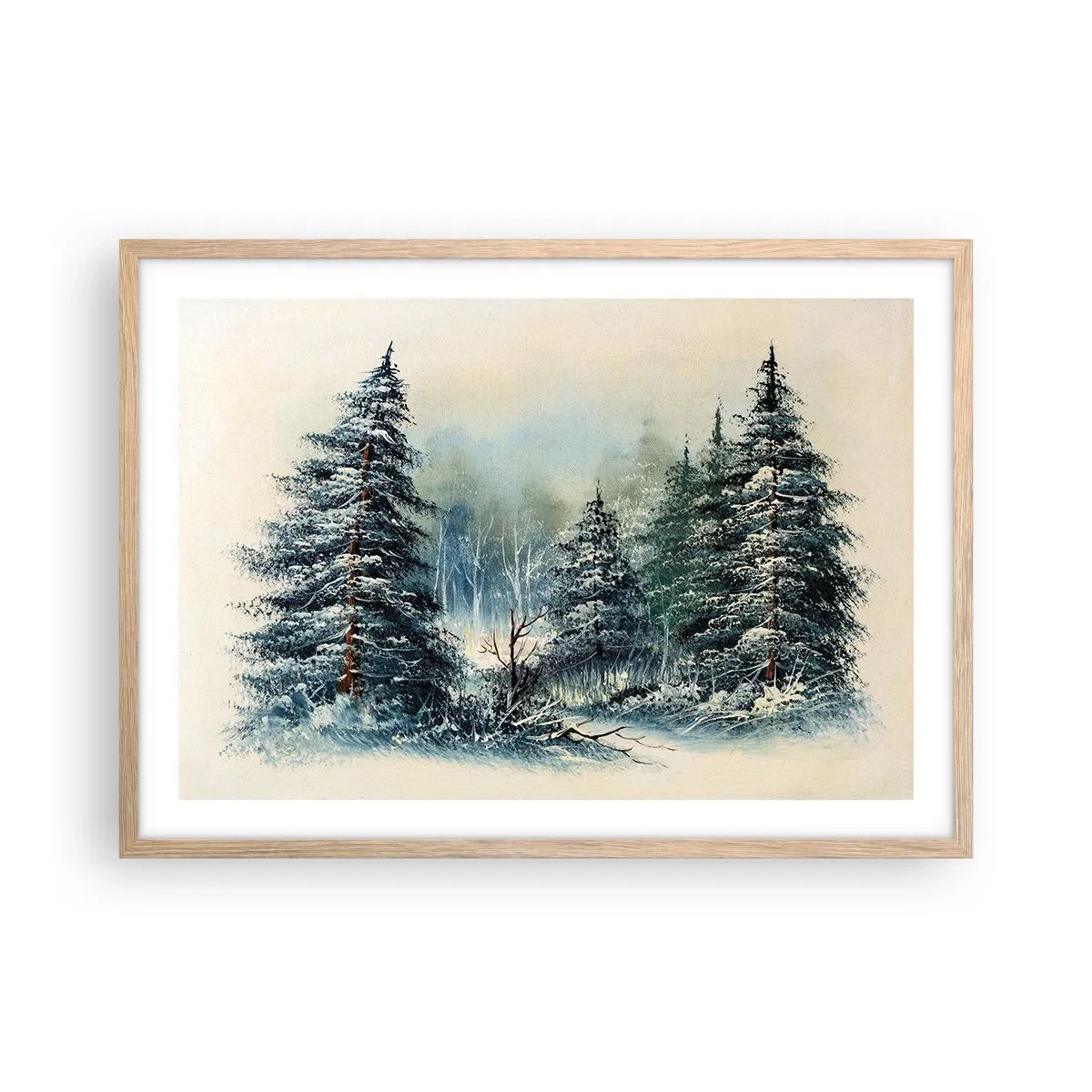 Plagát v ráme zo svetlého duba - Pripravenie na Vianoce - 70x50 cm