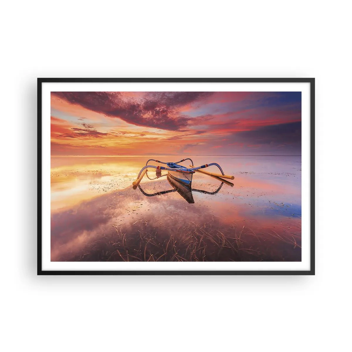 Plagát v čiernom ráme - Pokoj tropického večera - 100x70 cm