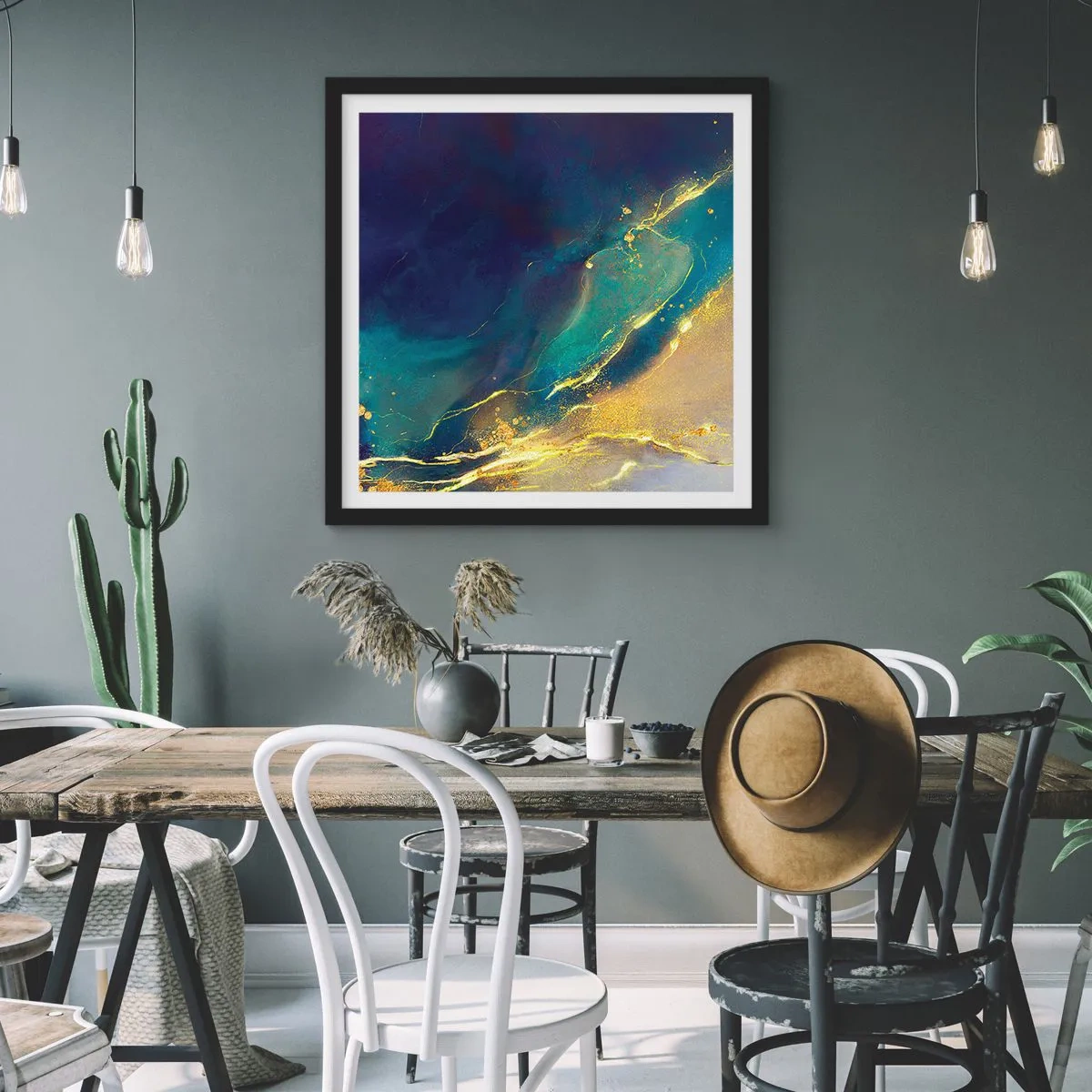 Plagát v čiernom ráme - Zlatý močiar - 40x40 cm