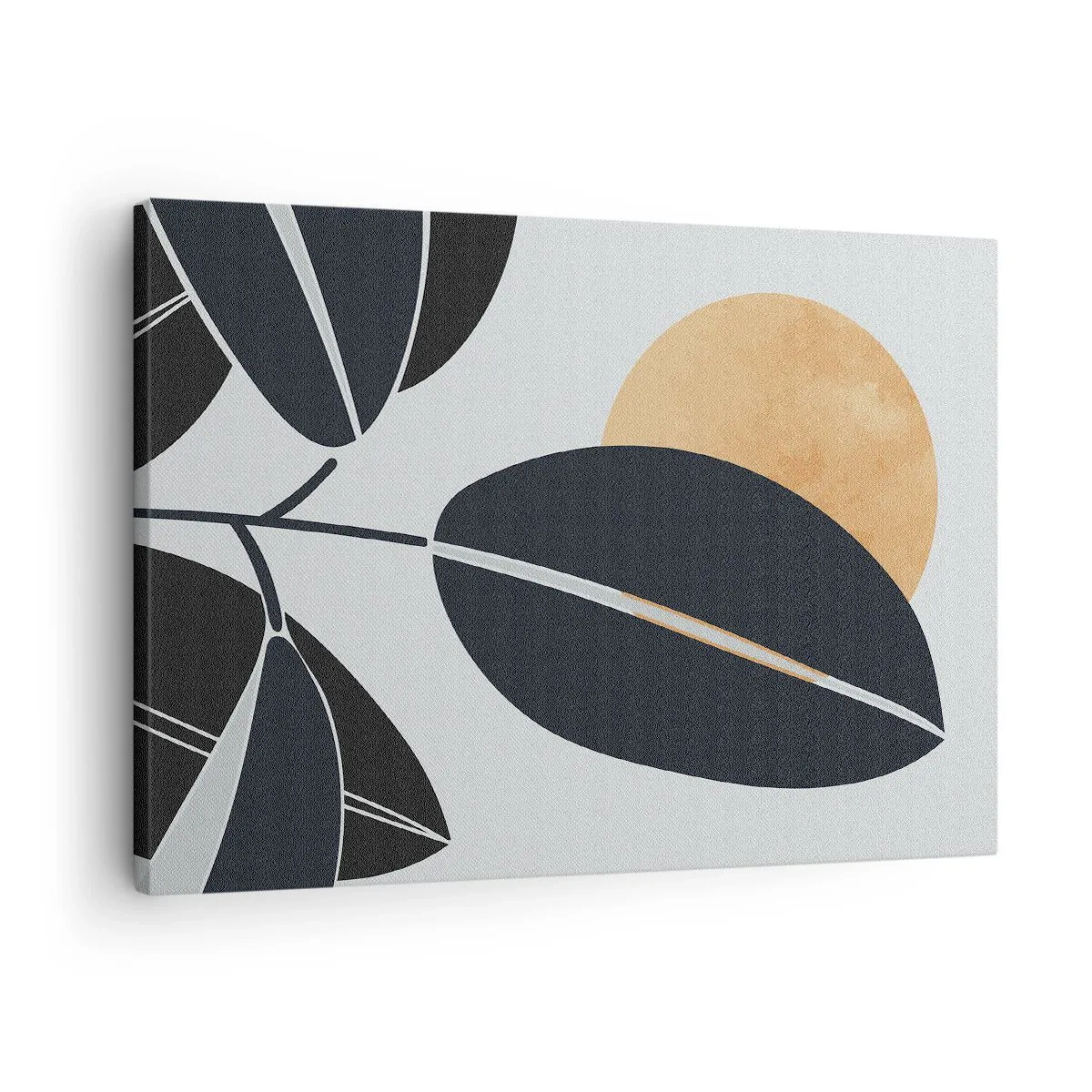 Obraz na plátne - Minimalistický motív listu s jasným slnkom v pozadí. - 70x50cm - Deň horúceho leta - Moderná nástenná dekorácia do obývacej izby a spálne ARTTOR